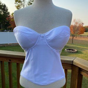 Merry Modes Long Line Wedding Padded Bra 36DD Strapless White Vintage USA 728
